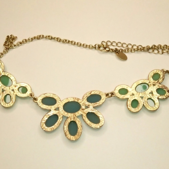 Charming Charlie Blue and Green Faceted Acrylic Bib Statement Necklace 18"-21" - Picture 5 of 8